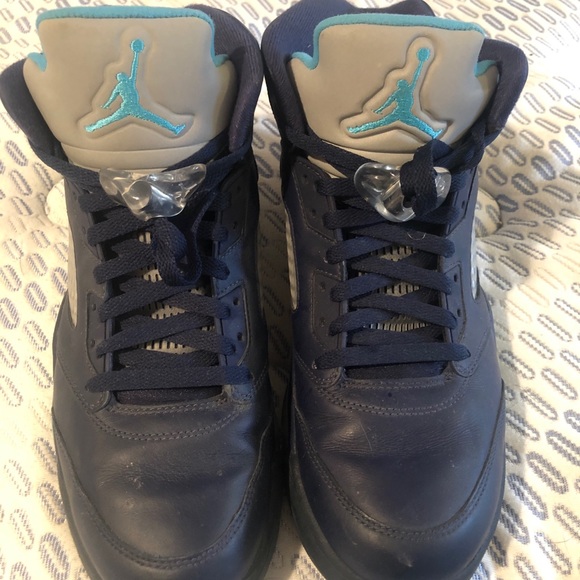 Air Jordan 5 Retro Midnight Navy/Turquoise/White - Picture 2 of 7